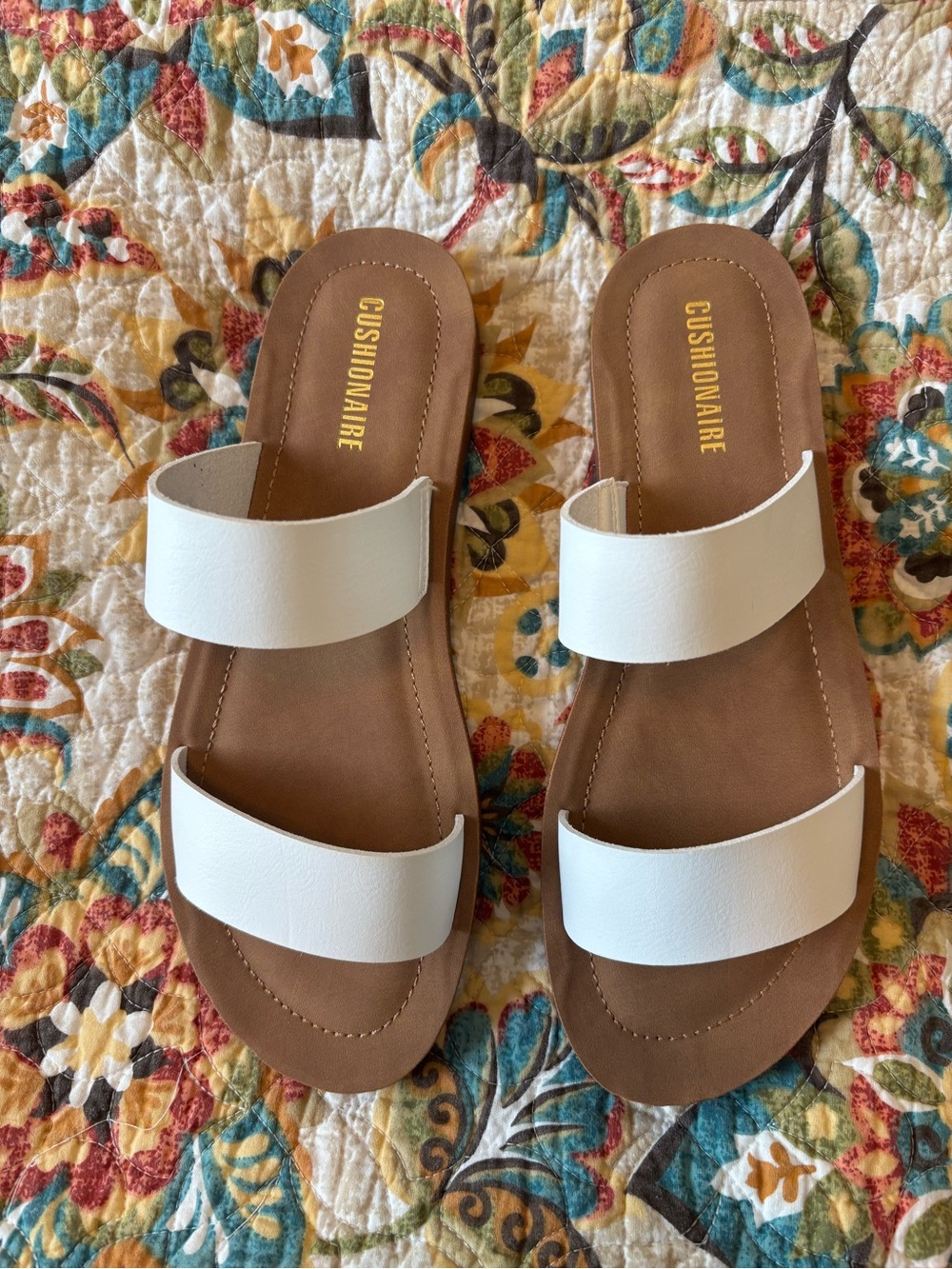 NWOT Women's White Double-Strap Slide Sandals